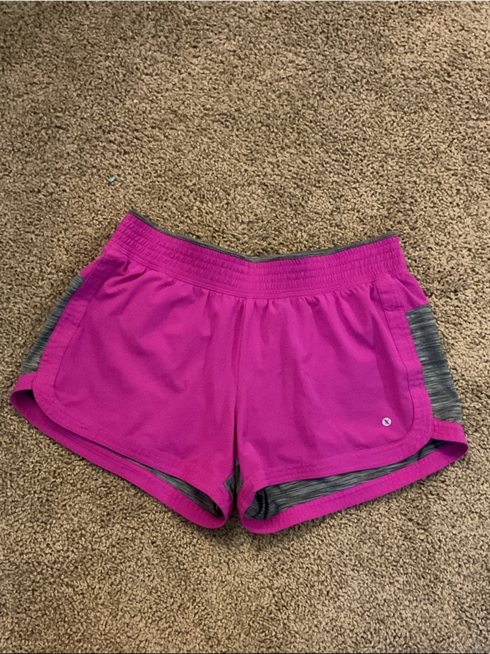 Xersion Fuchsia Athletic Swim Shorts with Gray Side Panels
